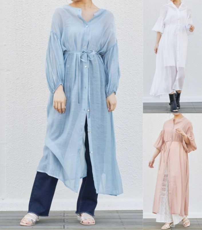 Chico(チコ)ブルーのボリュームワンピース