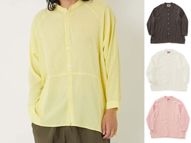 HOLLYWOOD RANCH MARKET(ハリウッドランチマーケット)イエローのノーカラーシャツ