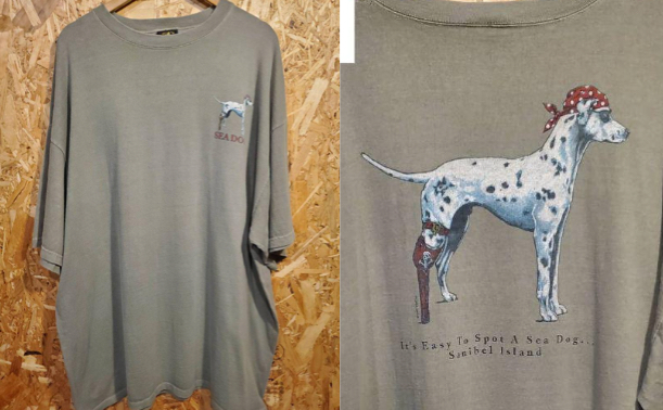 SEA DOGグレーのDOG柄Tシャツ