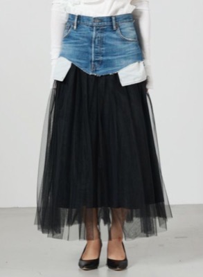 EZUMi(エズミ)ブラックのデニムチュールスカート