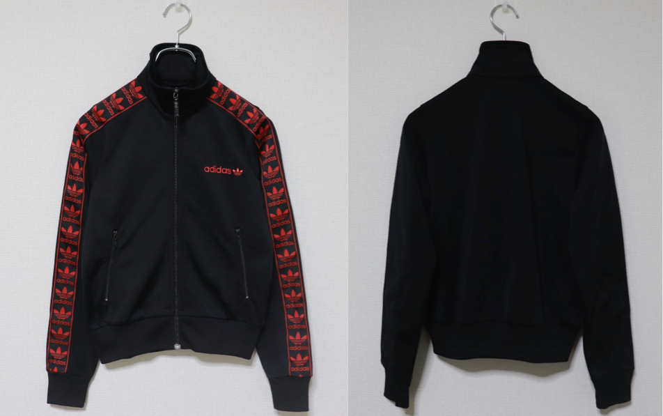 Adidas Originalsブラック✕レッドのジャージジャケット