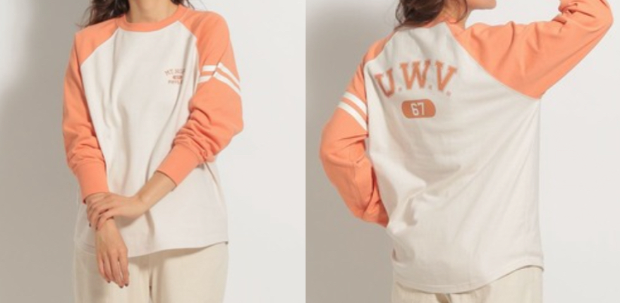 niko and…(ニコアンド)ホワイトxオレンジのTシャツ