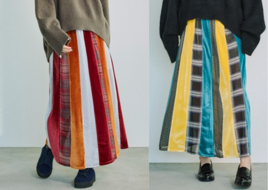 OPULENCE(オーピュレンス)ワインレッドのミックスレイヤースカート