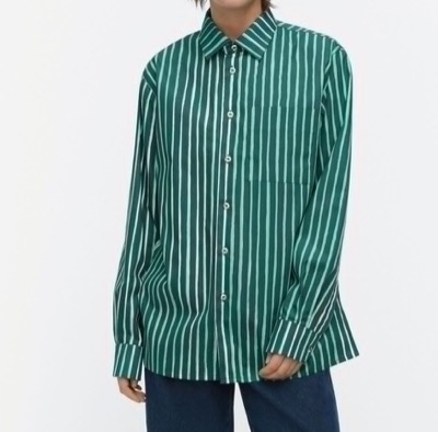 Marimekko（マリメッコ）グリーンのストライプシャツ