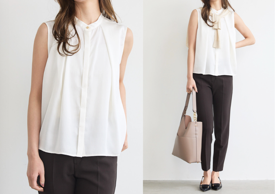 LOUNIE（ルーニィ）ホワイトのノースリーブブラウス