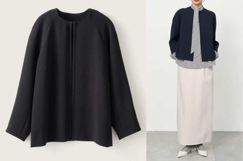 soejuブラックのノーカラージャケット