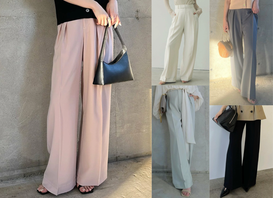 anuans（アニュアンス）ピンクのワイドパンツ