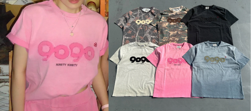 ピンクのロゴTシャツ