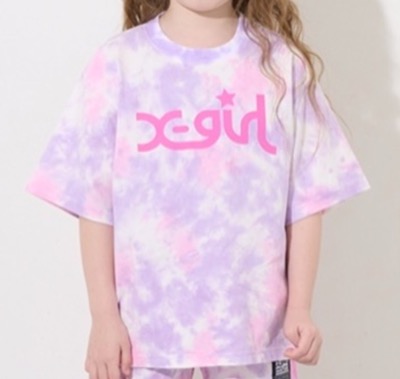 X-girl Stages（エックスガールステージズ）ピンク系のタイダイ半袖Tシャツ