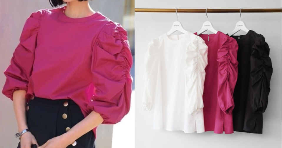 ELFRANK(エルフランク)ピンクのボリュームギャザーブラウス