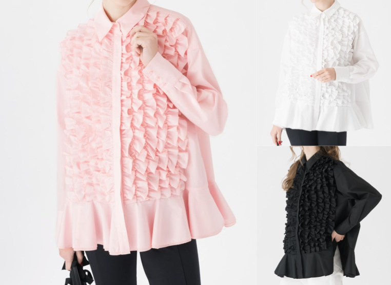 TSURU By MARIKO OIKAWA(ツルバイマリコオイカワ)ピンクのフリルブラウス