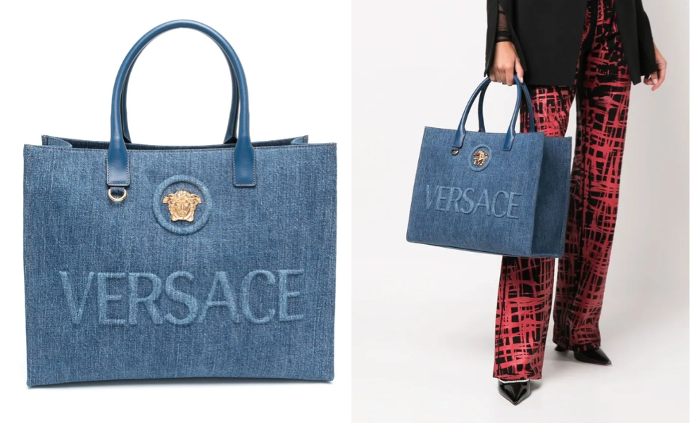 Versace(ヴェルサーチェ)ブルーのデニムトートバッグ