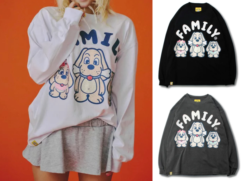 GALFY(ガルフィー)ホワイトの犬プリントTシャツ