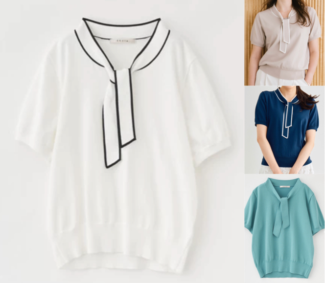 Stola.(ストラ)ホワイトのボウタイニット