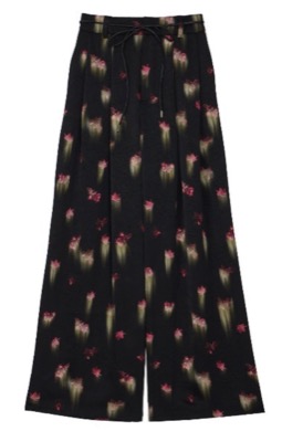 Ameri(アメリ)ブラックの花柄パンツ