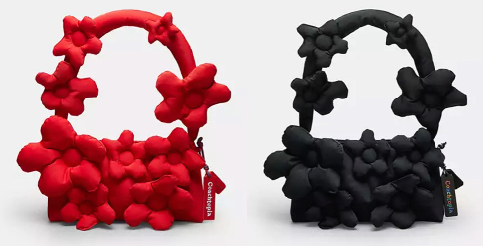 COACH(コーチ)赤いフローラルアップリケバッグ