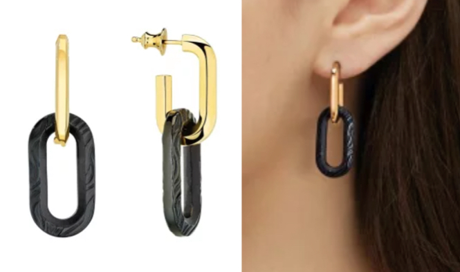 LALIQUE(ラリック)ゴールドxブラックのフープピアス