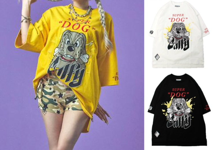 GALFY（ガルフィー）イエローのプリントTシャツ