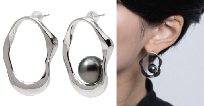 MARLENA（マルレナ）シルバーのウェーブサークルピアス