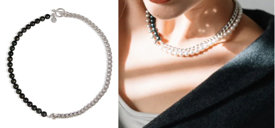 MARLENA（マルレナ）シルバーxブラックのネックレス