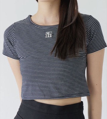 MURUA(ムルーア)ブラックのボーダートップス