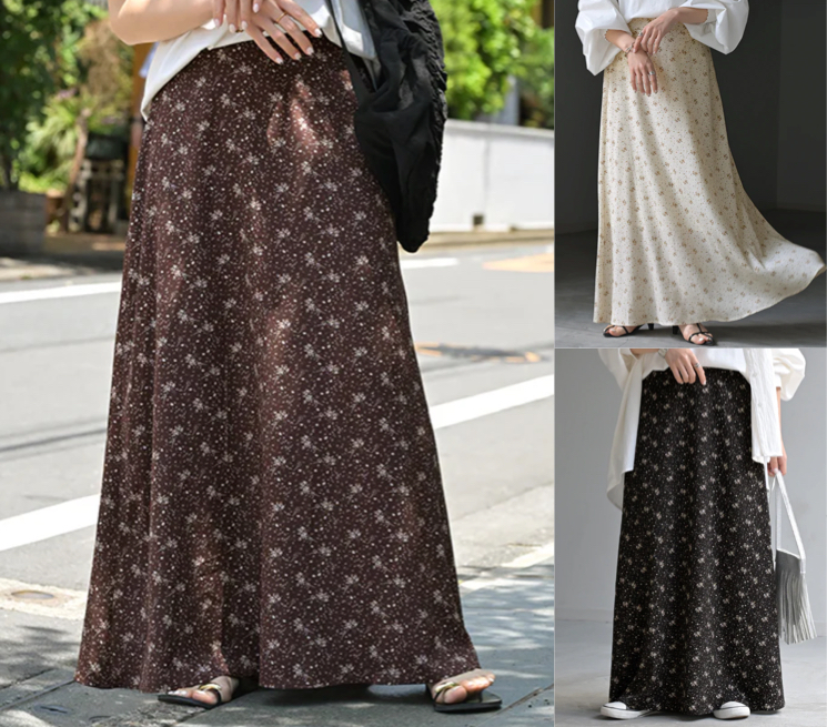 HUG U（ハグユー）ブラウンの花柄スカート