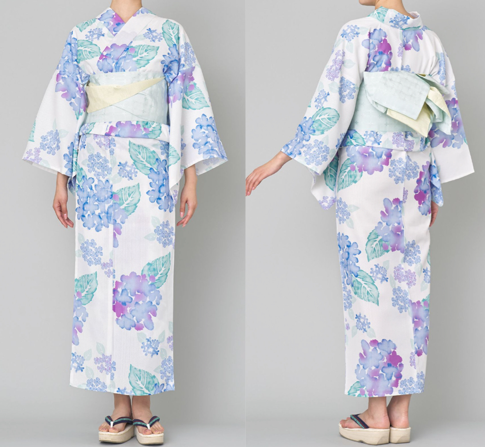 三松あじさい柄の浴衣