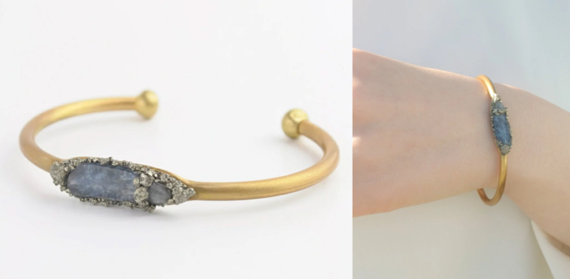 KU-CROISSANT（クークロワッサン）ゴールドxブルーのバングル