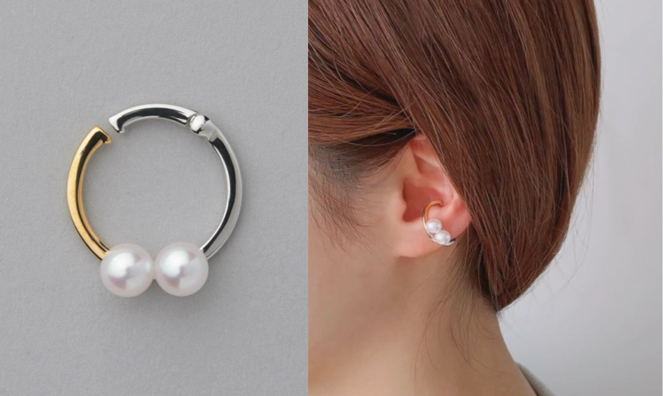 Carina-duocolorシルバー✕ゴールドのバイカラーイヤカフ