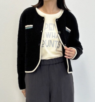 BEATRICE(ベアトリス)ブラックのツイードニットジャケット