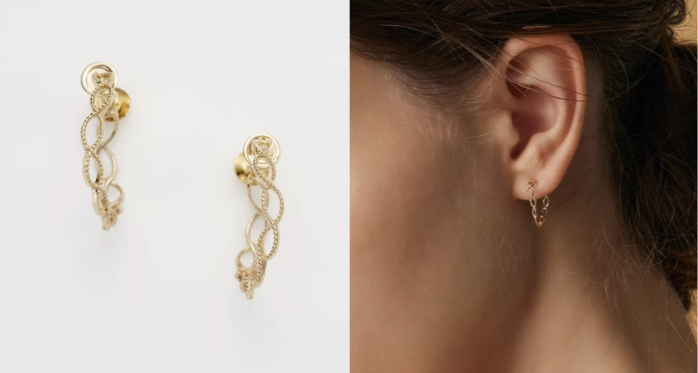 agete(アガット)ゴールドのイヤカフ