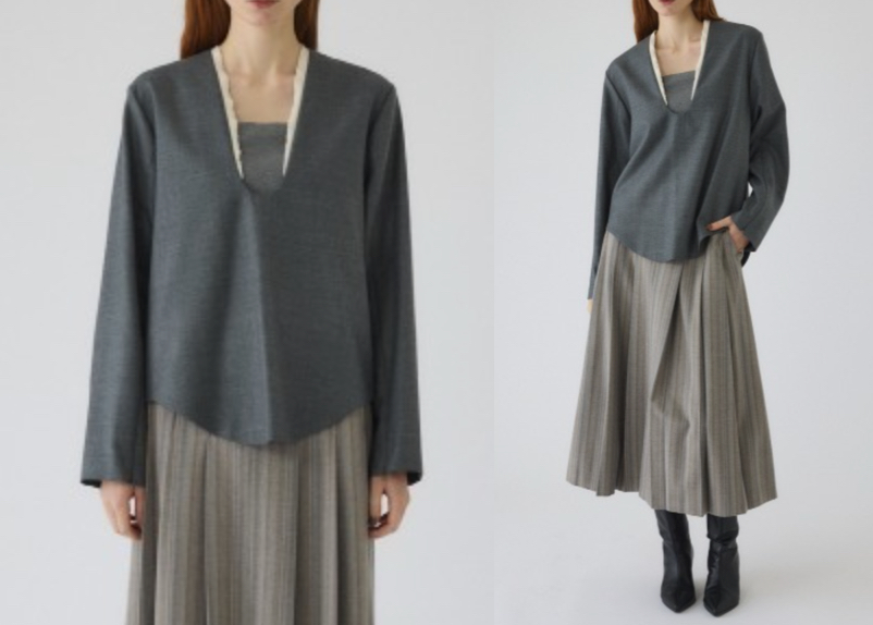 RIM.ARK(リムアーク)グレーのブラウス