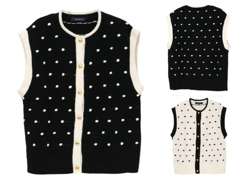 BEATRICE(ベアトリス)ブラックのドット柄ベスト