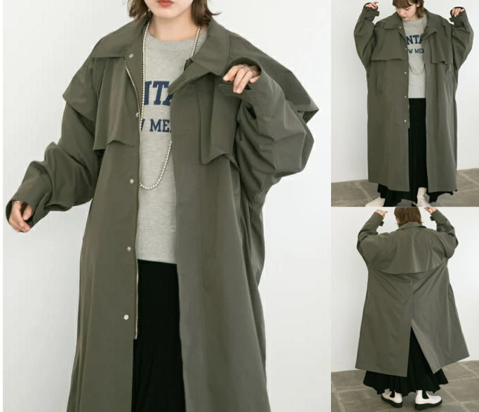 KBFカーキのトレンチコート