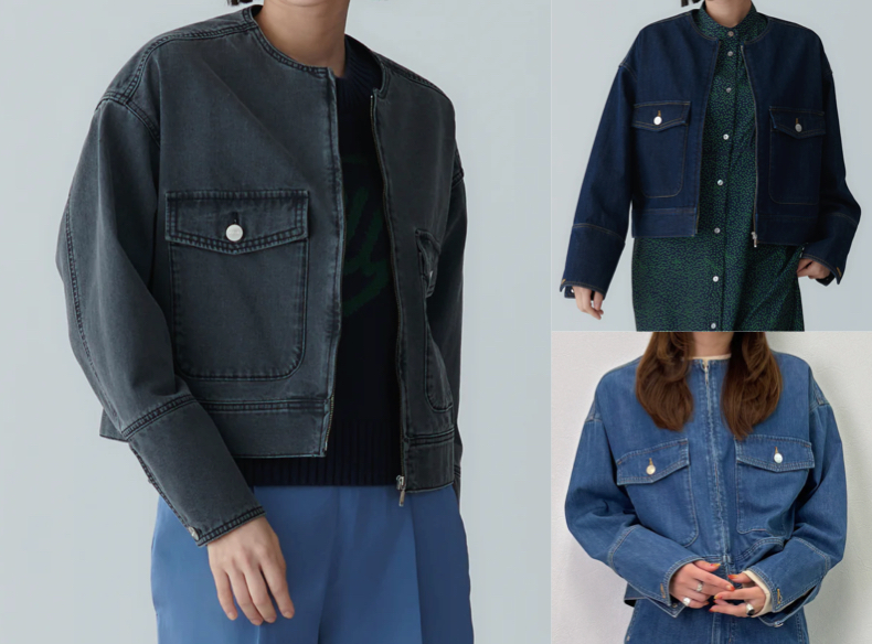 Mylanka（ミランカ）ブラックのノーカラーデニムジャケット