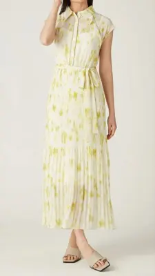 FRAY I.D（フレイ アイディー）イエローのプリーツプリントワンピース