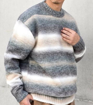SHIPS any（シップス）グレー系のグラデーションボーダーニット