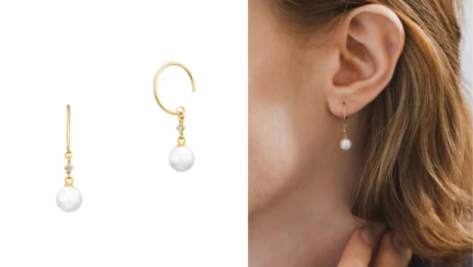 4℃ゴールドのパールフックピアス