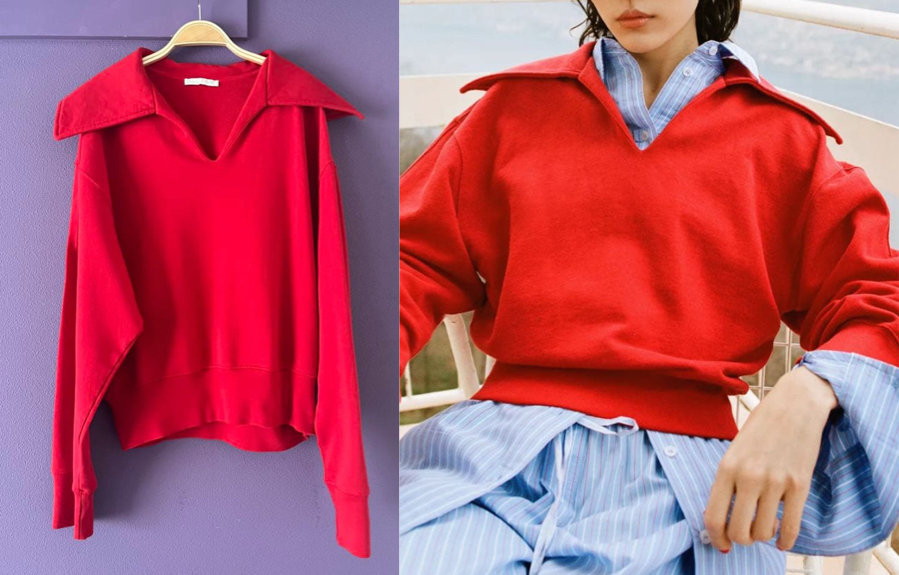 ZARA(ザラ)レッドのスキッパーポロシャツ