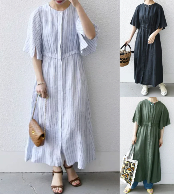 SHIPS any:(シップスエニー)ライトブルーのストライプワンピース