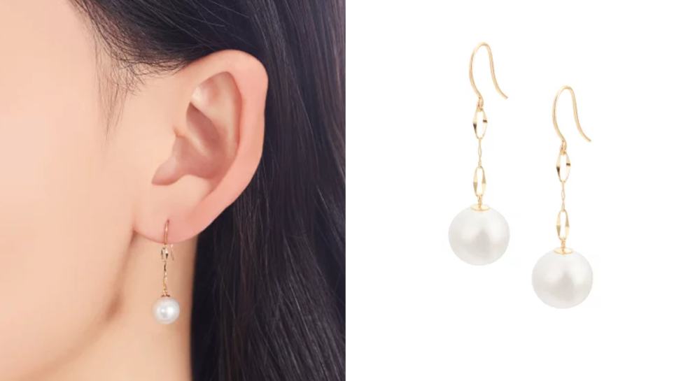 tsutsumiゴールドのパールフックピアス