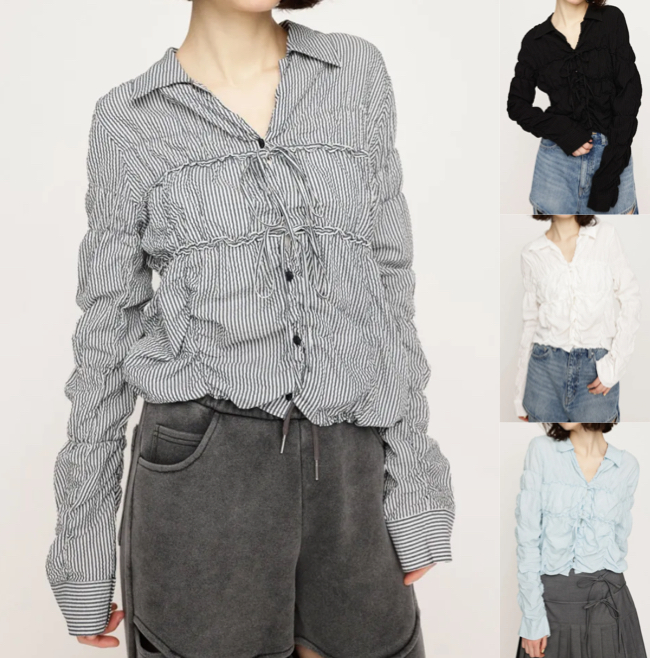 SLY(スライ)グレーのリボンブラウス