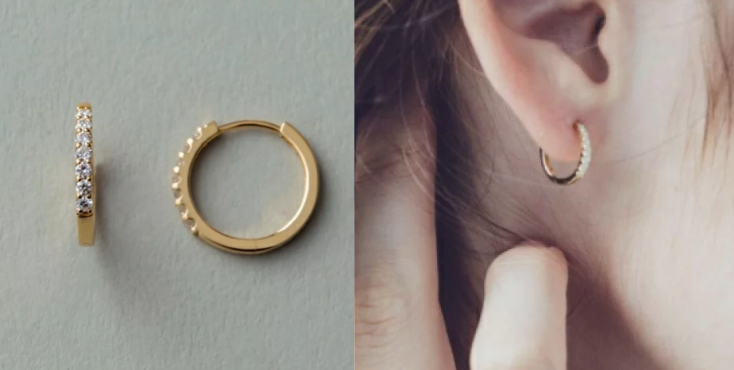 ete bijoux(エテ ビジュー)ゴールドxダイヤのフープピアス