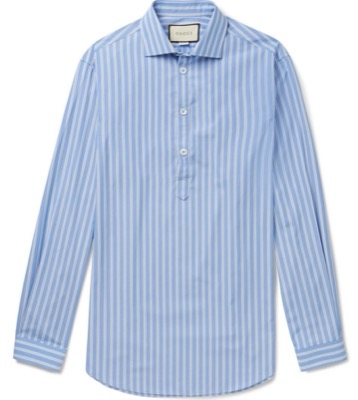 GUCCI（グッチ）ブルーのストライプ柄シャツ