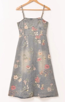 Meridian花柄デニムキャミワンピース