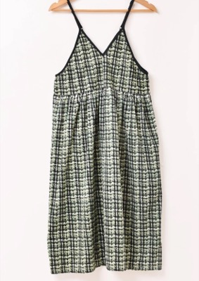 Meridianグリーンのチェック柄キャミワンピース