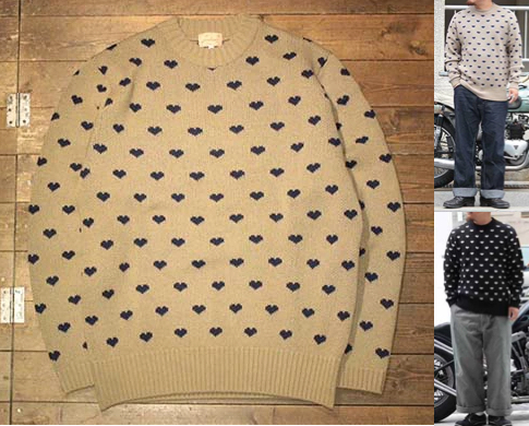 DRESS HIPPYべージュのハート柄ニット