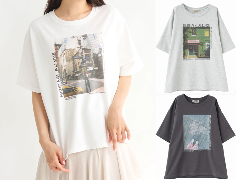 COCO DEAL（ココディール）ホワイトのフォトグラフィックTシャツ