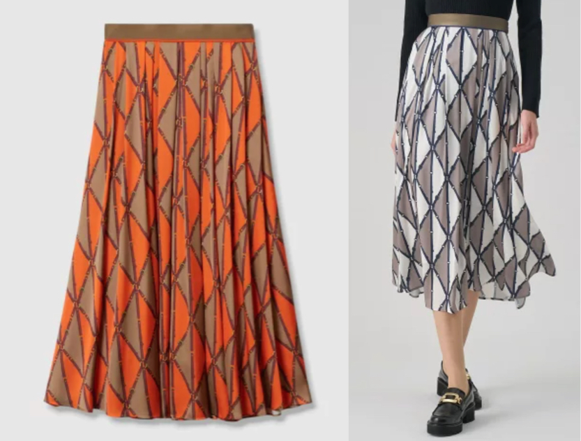 ANAYI（アナイ）オレンジのダイヤ柄スカート