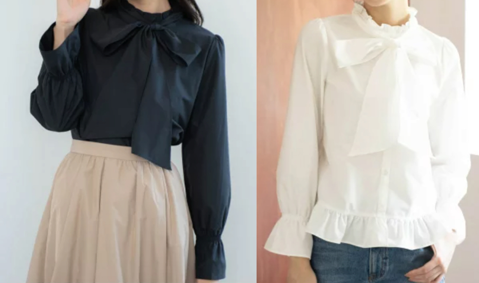 Noela（ノエラ）ブラックのボウタイフリルブラウス